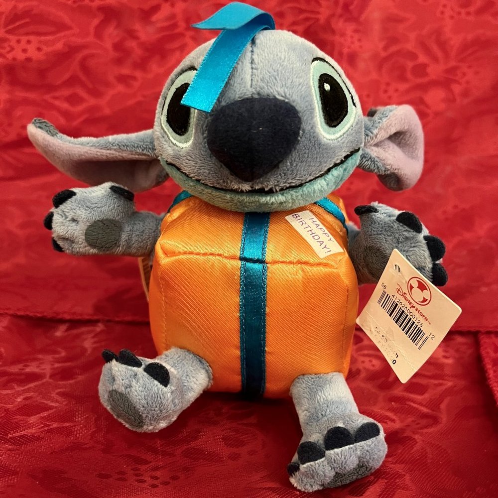 NWT Disney Store 6” Plush - Happy Birthday - Stitch inside a Present